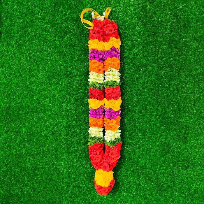 Button Rose, Jasmine and Purple Gomphrena Garland | Vadamalli God Mala For Deity Decoration