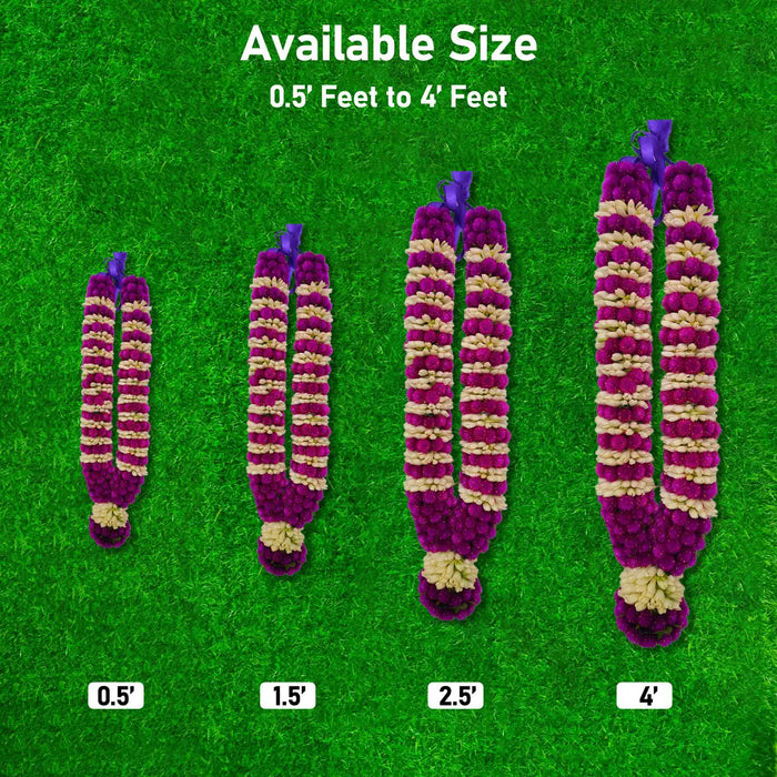 Purple Gomphrena and Jasmine Garland | Vadamalli God Mala For Deity Decoration