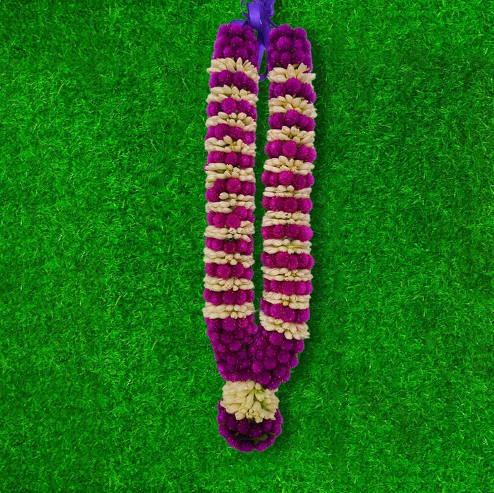 Purple Gomphrena and Jasmine Garland | Vadamalli God Mala For Deity Decoration