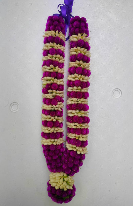 Purple Gomphrena and Jasmine Garland | Vadamalli God Mala For Deity Decoration