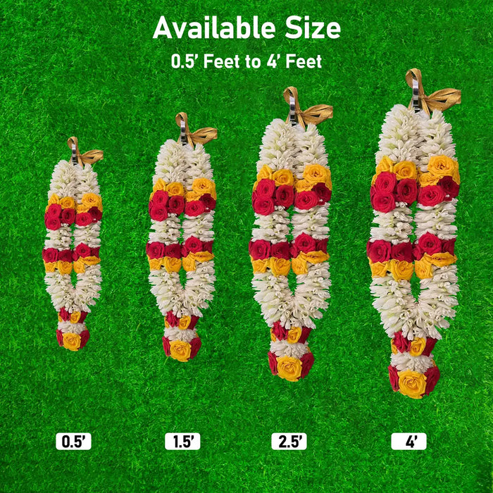 Jasmine & Button Rose Floral Mala | Giri God Garland For Deity Decor