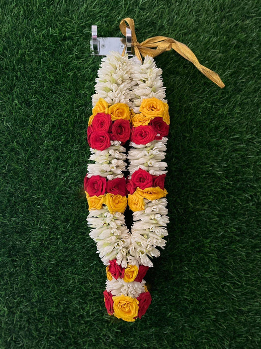 Jasmine & Button Rose Floral Mala | Giri God Garland For Deity Decor
