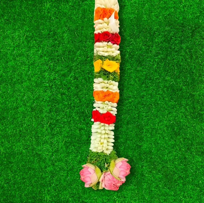 Lotus, Jasmine & Rose Flower Garland | Giri God Mala For Deity Decoration