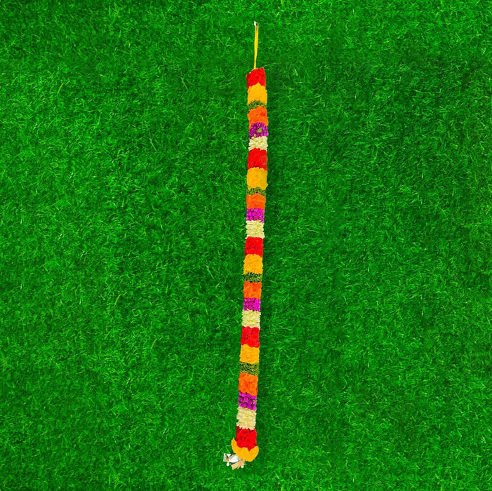 Button Rose and Purple Gomphrena Garland | Vadamalli God Mala For Deity Decoration