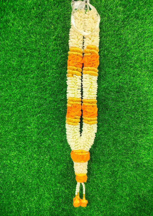 Jasmine & Button Rose Garland - 2.5 Feet | Giri Floral Mala For Wedding Functions