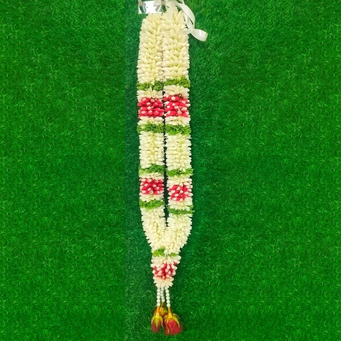 Rose & Jasmine Flower Mala - 2.5 Feet | Giri Wedding Garland For Cultural Ceremonies