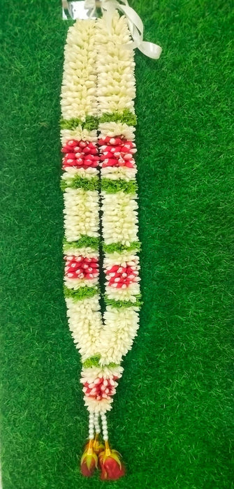 Rose & Jasmine Flower Mala - 2.5 Feet | Giri Wedding Garland For Cultural Ceremonies