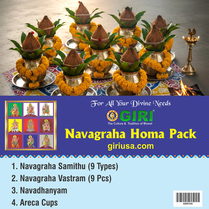 Giri Navagraha Homam Set | Navagraha Samitha/ Navadanyam/ Vastra Set/ Palm Cups