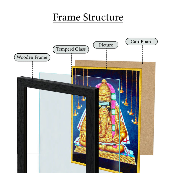 Karpaga Vinayagar Gold Photo Frame | Golden Ganesha Wall Frame for Pooja Space
