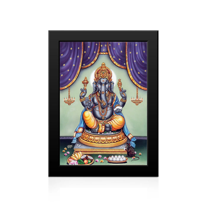 Black Ganesha Photo Frame | Lord Vinayagar Wall Frame for Home & Pooja Space