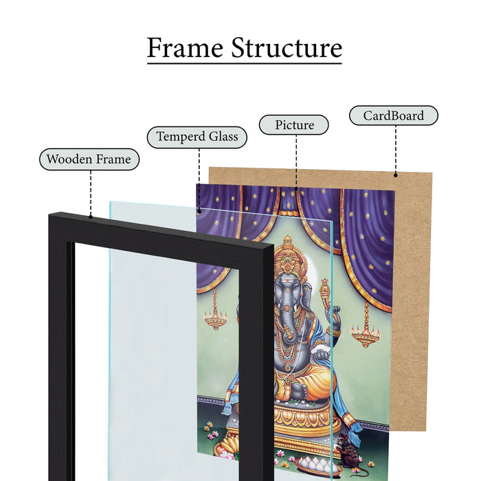 Black Ganesha Photo Frame | Lord Vinayagar Wall Frame for Home & Pooja Space