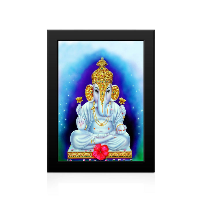 White Ganesha Photo Frame | Lord Ganapati Wall Frame for Living Room