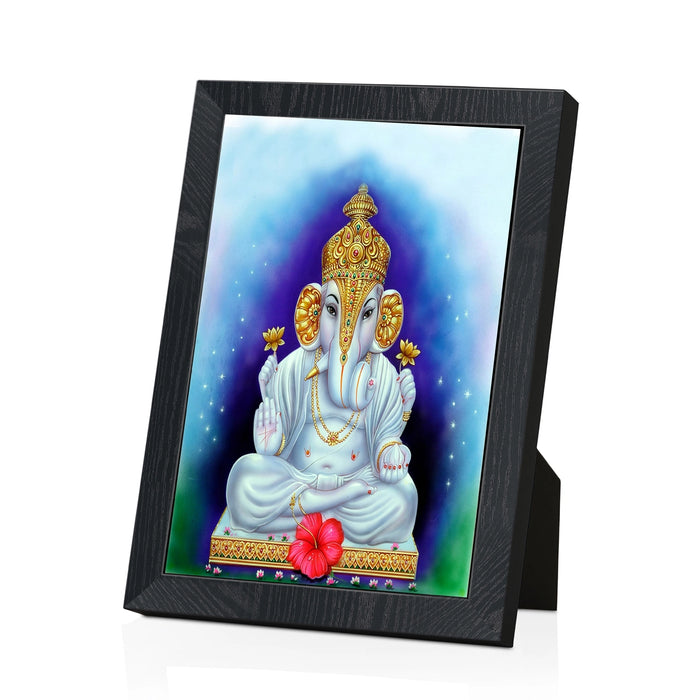 White Ganesha Photo Frame | Lord Ganapati Wall Frame for Living Room