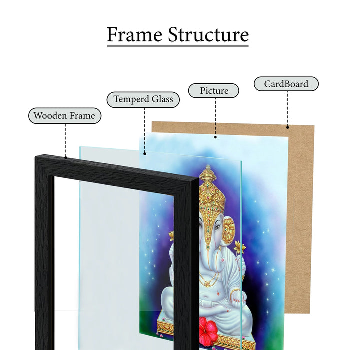 White Ganesha Photo Frame | Lord Ganapati Wall Frame for Living Room