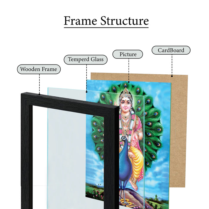 Peacock Murugar Photo Frame | Lord Murugan with Mayil Wall Frame For Home & Pooja Space