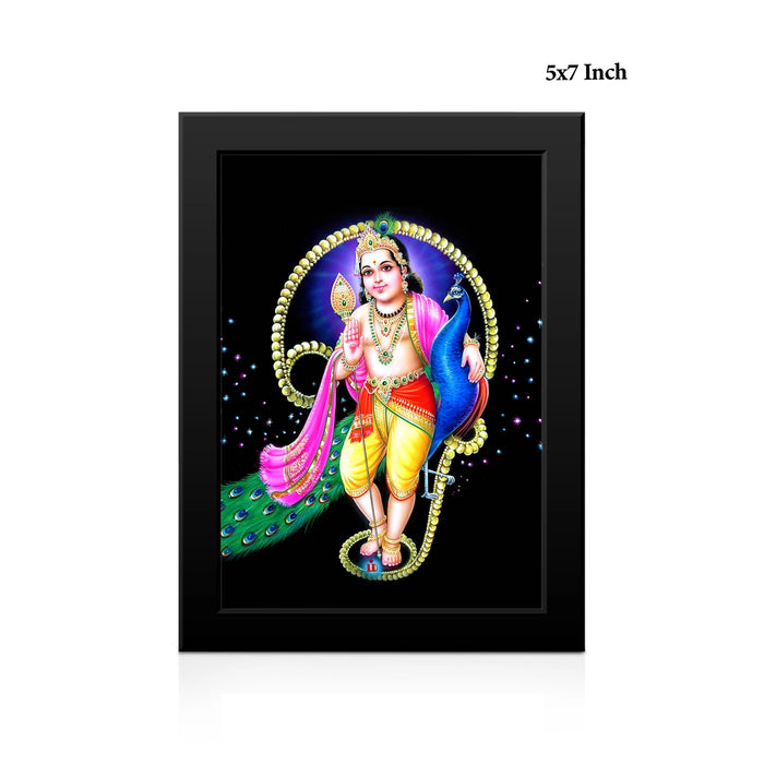 Om Murugar Wall Frame | Lord Murugan With Mayil Photo Frame for Pooja Space