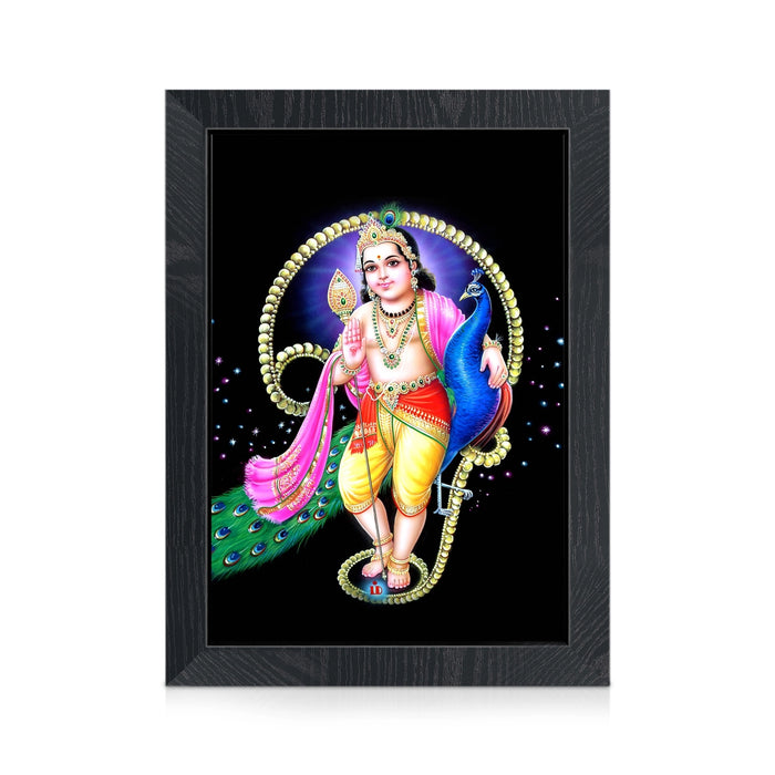 Om Murugar Wall Frame | Lord Murugan With Mayil Photo Frame for Pooja Space