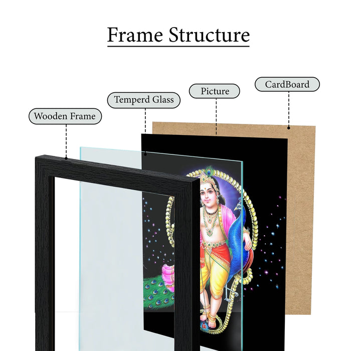 Om Murugar Wall Frame | Lord Murugan With Mayil Photo Frame for Pooja Space