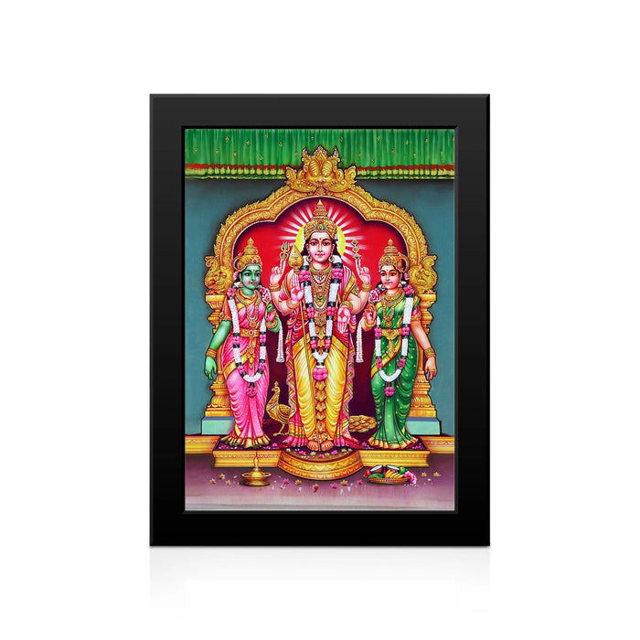 Lord Murugar Valli Deivanai Photo Frame | Murugan with Valli & Devasena Picture Frame for Pooja Room