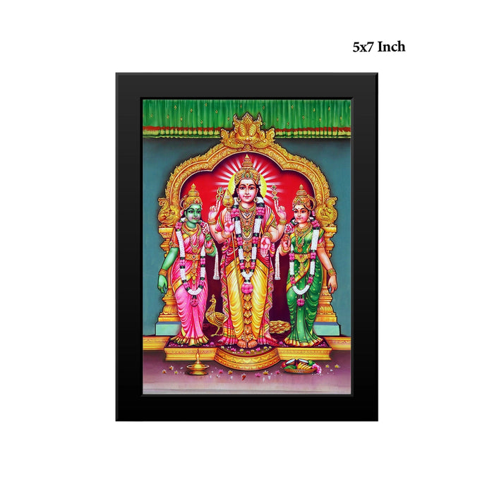 Lord Murugar Valli Deivanai Photo Frame | Murugan with Valli & Devasena Picture Frame for Pooja Room