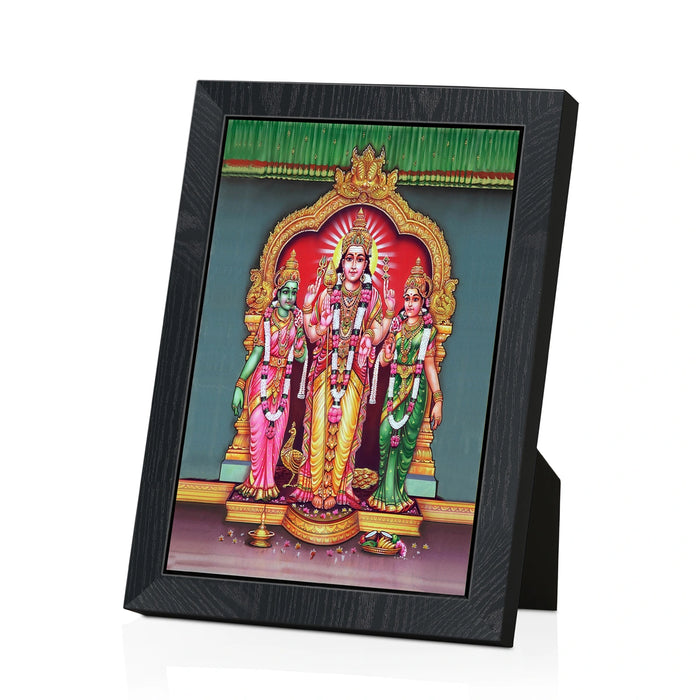 Lord Murugar Valli Deivanai Photo Frame | Murugan with Valli & Devasena Picture Frame for Pooja Room