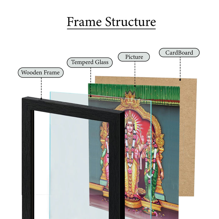 Lord Murugar Valli Deivanai Photo Frame | Murugan with Valli & Devasena Picture Frame for Pooja Room