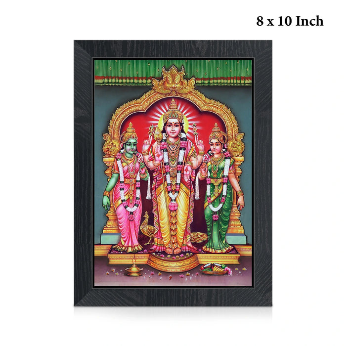 Lord Murugar Valli Deivanai Photo Frame | Murugan with Valli & Devasena Picture Frame for Pooja Room