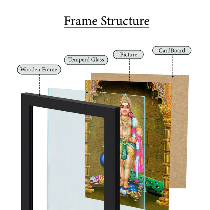 Murugar Standing Photo Frame | Lord Murugan with Peacock Picture Frame for Home