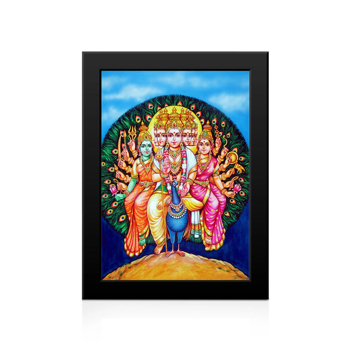 Shanmugar Valli Deivanai Photo Frame | Lord Murugan with Valli & Deivanai Wall Frame for Home & Pooja Room
