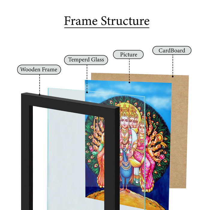 Shanmugar Valli Deivanai Photo Frame | Lord Murugan with Valli & Deivanai Wall Frame for Home & Pooja Room