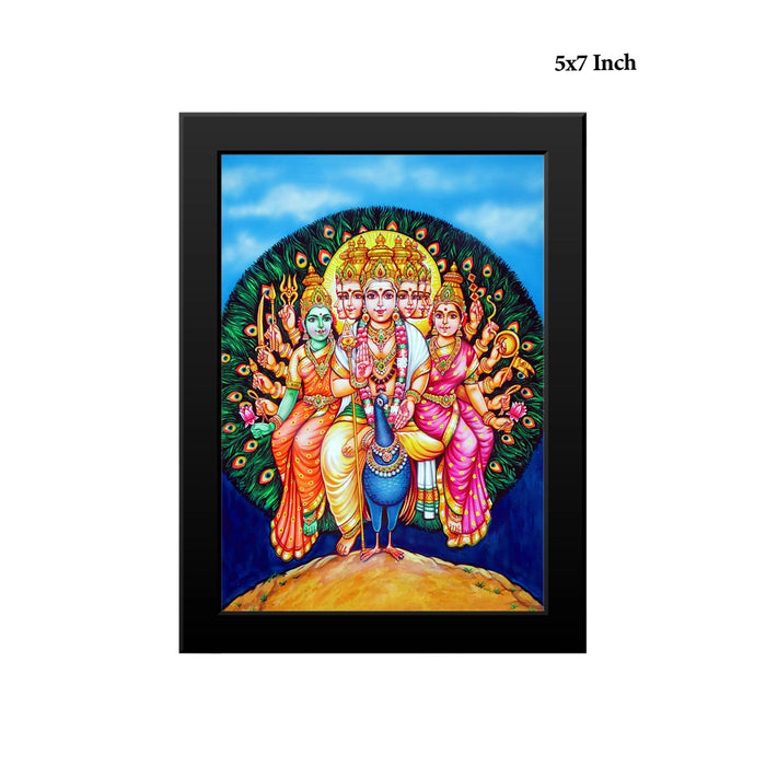 Shanmugar Valli Deivanai Photo Frame | Lord Murugan with Valli & Deivanai Wall Frame for Home & Pooja Room