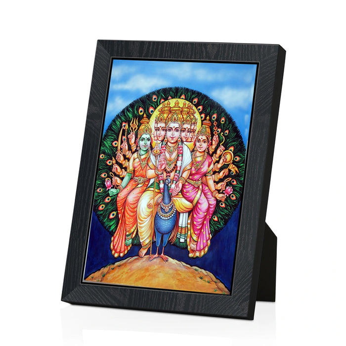 Shanmugar Valli Deivanai Photo Frame | Lord Murugan with Valli & Deivanai Wall Frame for Home & Pooja Room