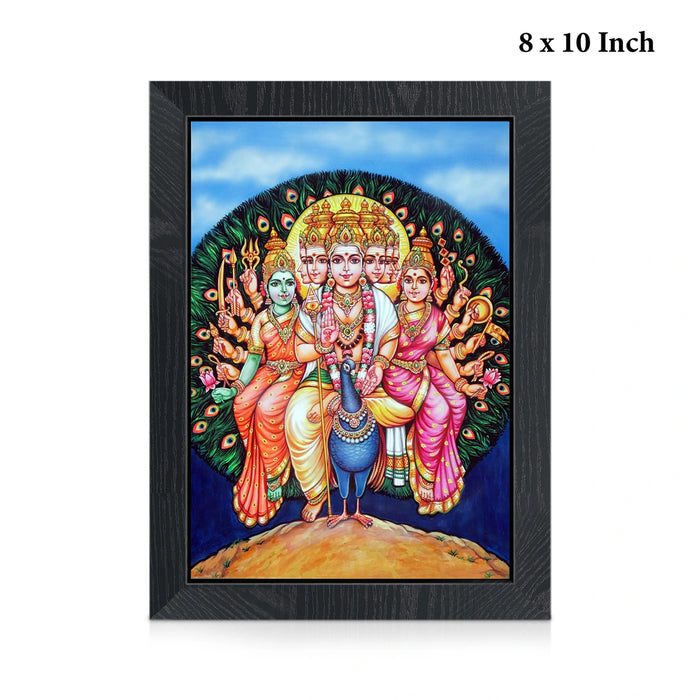 Shanmugar Valli Deivanai Photo Frame | Lord Murugan with Valli & Deivanai Wall Frame for Home & Pooja Room