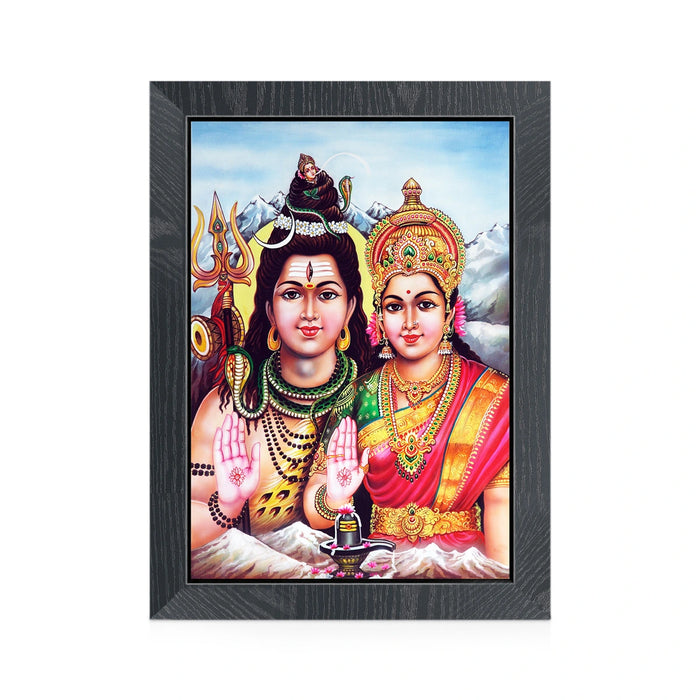 Shivan Parvati Picture Frame | Lord Shiva & Goddess Parvati Divine Photo Frame for Home & Pooja Room