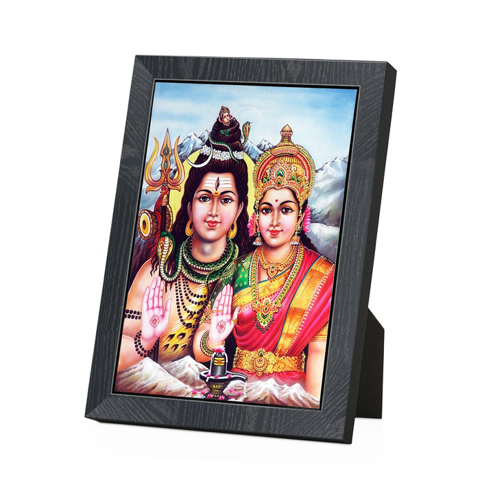 Shivan Parvati Picture Frame | Lord Shiva & Goddess Parvati Divine Photo Frame for Home & Pooja Room