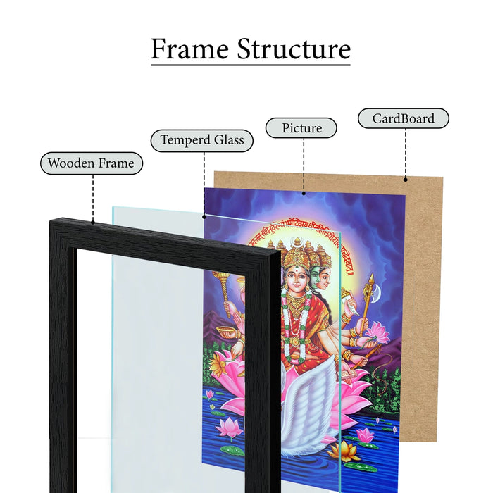 Gayatri Devi Photo Frame | Goddess Gayatri Amman Divine Wall Frame for Living Room & Pooja Space