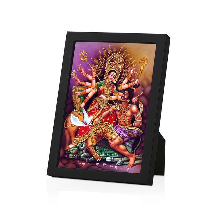 Mahishasura Mardini Durga Photo Frame | Goddess Durga Slaying Mahishasura Picture Frame for Home & Pooja Space