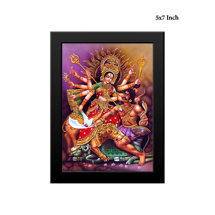 Mahishasura Mardini Durga Photo Frame | Goddess Durga Slaying Mahishasura Picture Frame for Home & Pooja Space