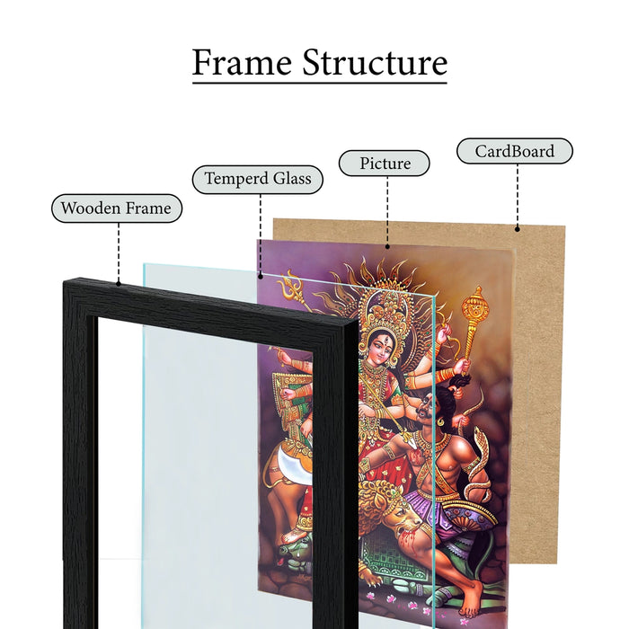 Mahishasura Mardini Durga Photo Frame | Goddess Durga Slaying Mahishasura Picture Frame for Home & Pooja Space