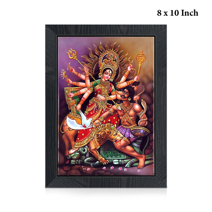 Mahishasura Mardini Durga Photo Frame | Goddess Durga Slaying Mahishasura Picture Frame for Home & Pooja Space