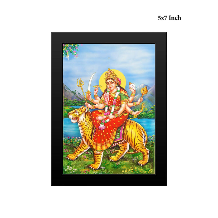 Durga Devi On Tiger Wall Frame | Goddess Durga Riding Tiger Photo Frame for Pooja Room