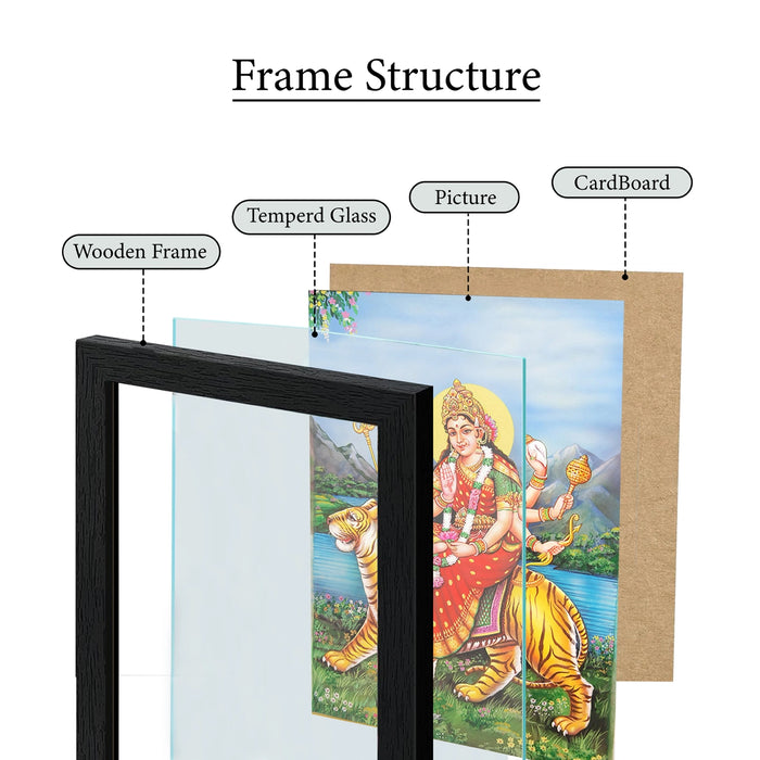 Durga Devi On Tiger Wall Frame | Goddess Durga Riding Tiger Photo Frame for Pooja Room