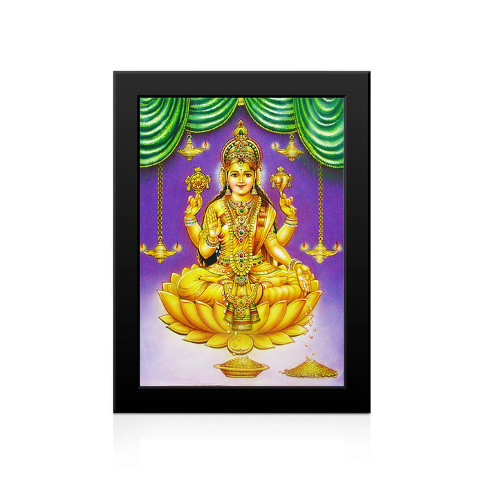 Lakshmi Gold Wall Frame | Golden Goddess Lakshmi Lotus Photo Frame for Pooja Space