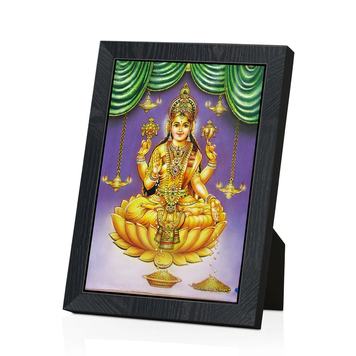 Lakshmi Gold Wall Frame | Golden Goddess Lakshmi Lotus Photo Frame for Pooja Space