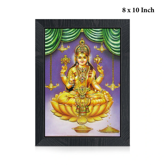 Lakshmi Gold Wall Frame | Golden Goddess Lakshmi Lotus Photo Frame for Pooja Space