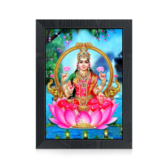 Gaja Lakshmi Wall Frame | Goddess Lakshmi with Elephants Lotus Photo Frame for Living Room & Pooja Space
