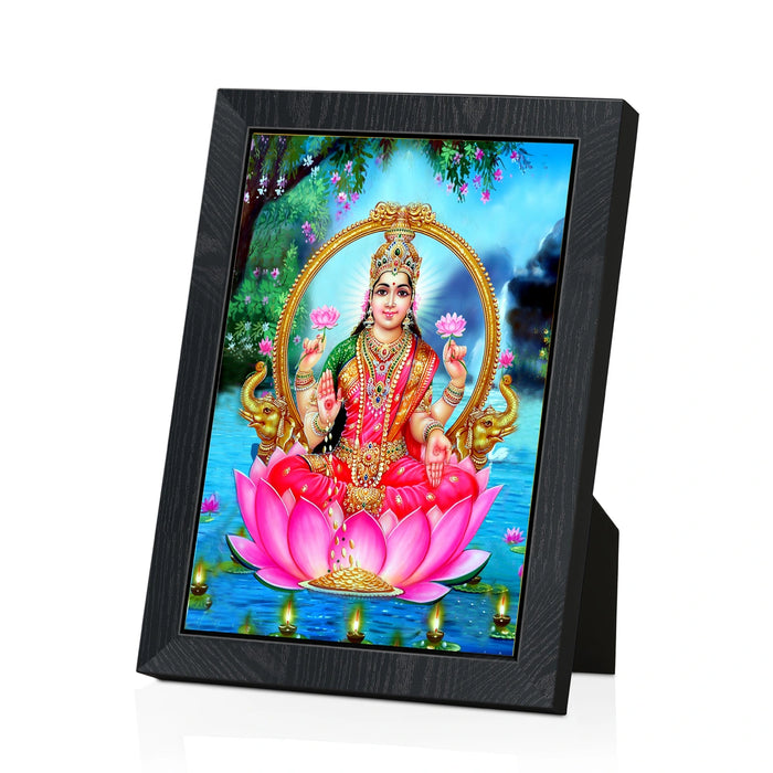 Gaja Lakshmi Wall Frame | Goddess Lakshmi with Elephants Lotus Photo Frame for Living Room & Pooja Space