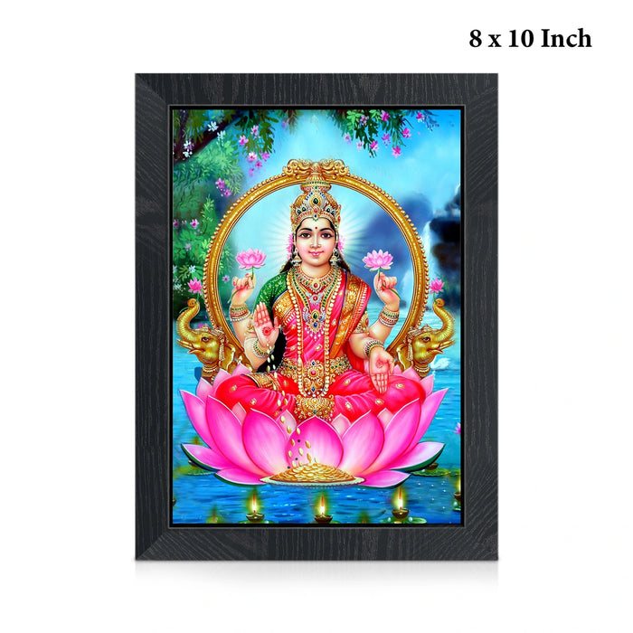 Gaja Lakshmi Wall Frame | Goddess Lakshmi with Elephants Lotus Photo Frame for Living Room & Pooja Space