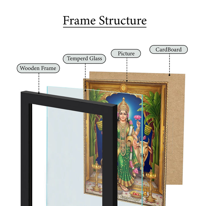 Vastu Graha Lakshmi Picture Frame | Goddess Lakshmi with Sacred Cow Photo Frame for Pooja Room
