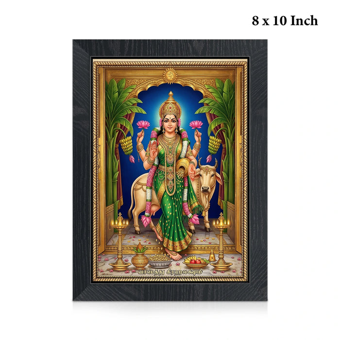 Vastu Graha Lakshmi Picture Frame | Goddess Lakshmi with Sacred Cow Photo Frame for Pooja Room